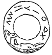 anneau inscrit à gravures animales