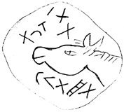 gravure de cheval sur galet inscrit