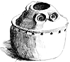 urne à visage et motif circulaire à cupules